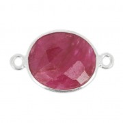 925 Sterling Silver Spacer 2 loops 11x13mm / Imitation Ruby|raw }}