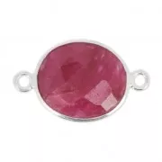 925 Sterling Silver Spacer 2 loops 11x13mm / Imitation Ruby