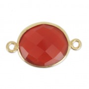 925 Sterling Silver Spacer 2 loops 11x13mm Gold Plated dyed Cornaline x1|raw }}