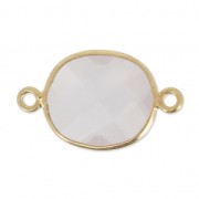 925 Sterling Silver Spacer 2 loops 11x13mm Gold Plated / Quartz rose x1|raw }}