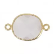 925 Sterling Silver Spacer 2 loops 11x13mm Gold Plated / Quartz rose x1