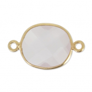 925 Sterling Silver Spacer 2 loops 11x13mm Gold Plated / Quartz rose x1