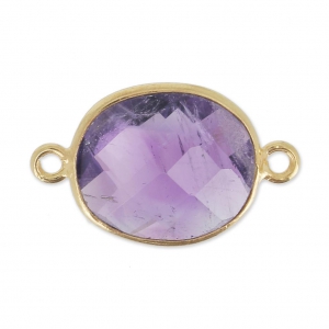 925 Sterling Silver Spacer 2 loops 11x13mm Gold Plated / Améthyste x1