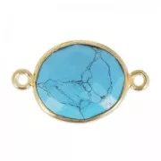 925 Sterling Silver Spacer 2 loops 11x13mm Gold Plated / Turquoise x1