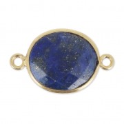 925 Sterling Silver Spacer 2 loops 11x13mm Gold Plated / Lapis lazuli x1|raw }}