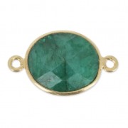 925 Sterling Silver Spacer 2 loops 11x13mm Gold Plated / Imitation Emerald|raw }}