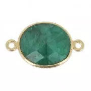 925 Sterling Silver Spacer 2 loops 11x13mm Gold Plated / Imitation Emerald