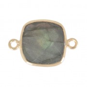 925 Sterling Silver Spacer 2 loops 11mm Gold Plated / Labradorite x1|raw }}