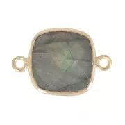 925 Sterling Silver Spacer 2 loops 11mm Gold Plated / Labradorite x1