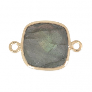 925 Sterling Silver Spacer 2 loops 11mm Gold Plated / Labradorite x1