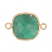 925 Sterling Silver Spacer 2 loops 11mm Gold Plated / imitation Emerald|raw }}