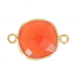 925 Sterling Silver Spacer 2 loops 11mm Gold Plated dyed imitation Cornaline x1