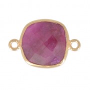 925 Sterling Silver Spacer 2 loops 11mm Gold Plated / Imitation Ruby|raw }}