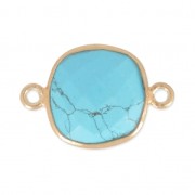 925 Sterling Silver Spacer 2 loops 11mm Gold Plated / Turquoise Imit  x1|raw }}