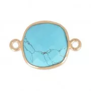 925 Sterling Silver Spacer 2 loops 11mm Gold Plated / Turquoise Imit x1