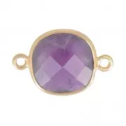 925 Sterling Silver Spacer 2 loops 11mm Gold Plated / Améthyste x1