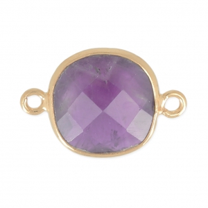 925 Sterling Silver Spacer 2 loops 11mm Gold Plated / Améthyste x1