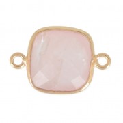 925 Sterling Silver Spacer 2 loops 11mm Gold Plated / Quartz Rose x1