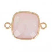 925 Sterling Silver Spacer 2 loops 11mm Gold Plated / Quartz Rose x1