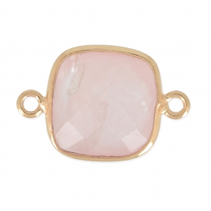 925 Sterling Silver Spacer 2 loops 11mm Gold Plated / Quartz Rose x1