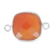 925 Sterling Silver Spacer 2 loops 11mm Cornaline x1