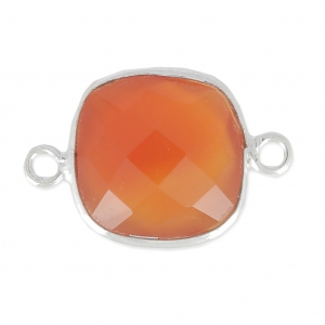 925 Sterling Silver Spacer 2 loops 11mm Cornaline x1