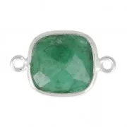 925 Sterling Silver Spacer 2 loops 11mm/ Imitation Emerald