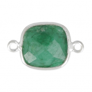 925 Sterling Silver Spacer 2 loops 11mm/ Imitation Emerald