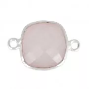 925 Sterling Silver Spacer 2 loops 11mm/Quartz Rose x1