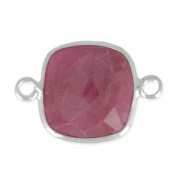 925 Sterling Silver Spacer 2 loops 11mm/ Imitation Ruby|raw }}