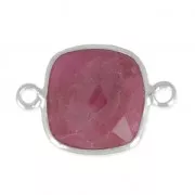 925 Sterling Silver Spacer 2 loops 11mm/ Imitation Ruby