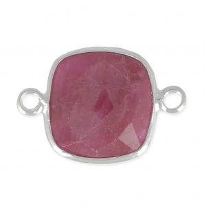 925 Sterling Silver Spacer 2 loops 11mm/ Imitation Ruby