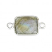 925 Sterling Silver rectangular Spacer 2 loops 10x8mm /Labradorite x1|raw }}