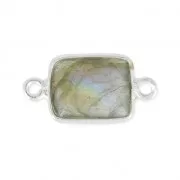 925 Sterling Silver rectangular Spacer 2 loops 10x8mm /Labradorite x1