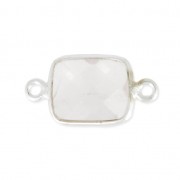 925 Sterling Silver rectangular Spacer 2 loops 10x8mm /Quartz rosex1