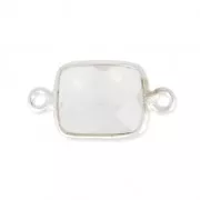 925 Sterling Silver rectangular Spacer 2 loops 10x8mm /Quartz rosex1