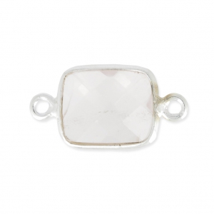 925 Sterling Silver rectangular Spacer 2 loops 10x8mm /Quartz rosex1