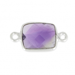 925 Sterling Silver rectangular Spacer 2 loops 10x8mm / Améthyste x1