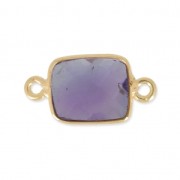 925 Sterling Silver rectangular Spacer 2 loops 10x8mm Gold Plated / Améthyste x1
