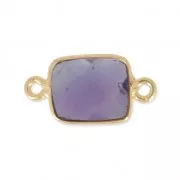 925 Sterling Silver rectangular Spacer 2 loops 10x8mm Gold Plated  / Améthyste x1