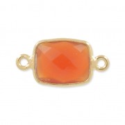 925 Sterling Silver rectangular Spacer 10x8mm Gold Plated dyed imitatiCornaline x1|raw }}