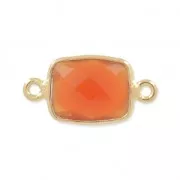 925 Sterling Silver rectangular Spacer 10x8mm Gold Plated dyed imitatiCornaline x1