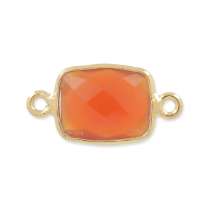 925 Sterling Silver rectangular Spacer 10x8mm Gold Plated dyed imitatiCornaline x1