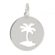 925 Sterling Silver Medal charm palm tree 13 mm  x1|raw }}
