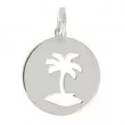 925 Sterling Silver Medal charm palm tree 13 mm x1