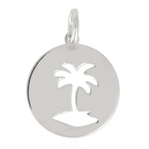 925 Sterling Silver Medal charm palm tree 13 mm x1