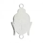 925 Sterling Silver spacer 2 loops head of Bouddha x1