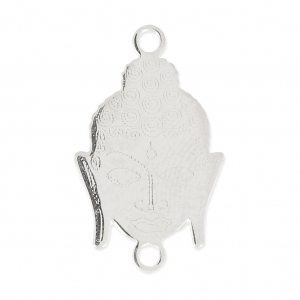 925 Sterling Silver spacer 2 loops head of Bouddha x1