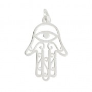 14x22mm 925 Sterling Silver Hamsa hand pendant with lucky eye x1|raw }}