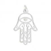 14x22mm 925 Sterling Silver Hamsa hand pendant with lucky eye x1